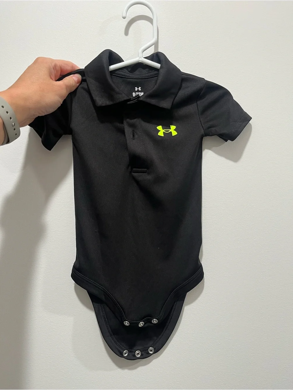 Under Armour Black Polo Bodysuit with Neon Green Logo
